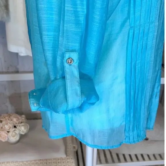 Chico's Women's Size 0 XS Turquoise Lightweight Sheer Blouse & Tank Set #0137 - Picture 7 of 9